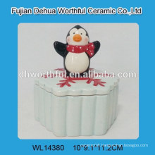 Popular penguin design ceramic storage jar